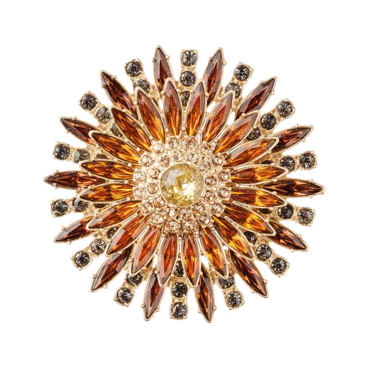 Jewel flower napkin rings, amber, set of 4