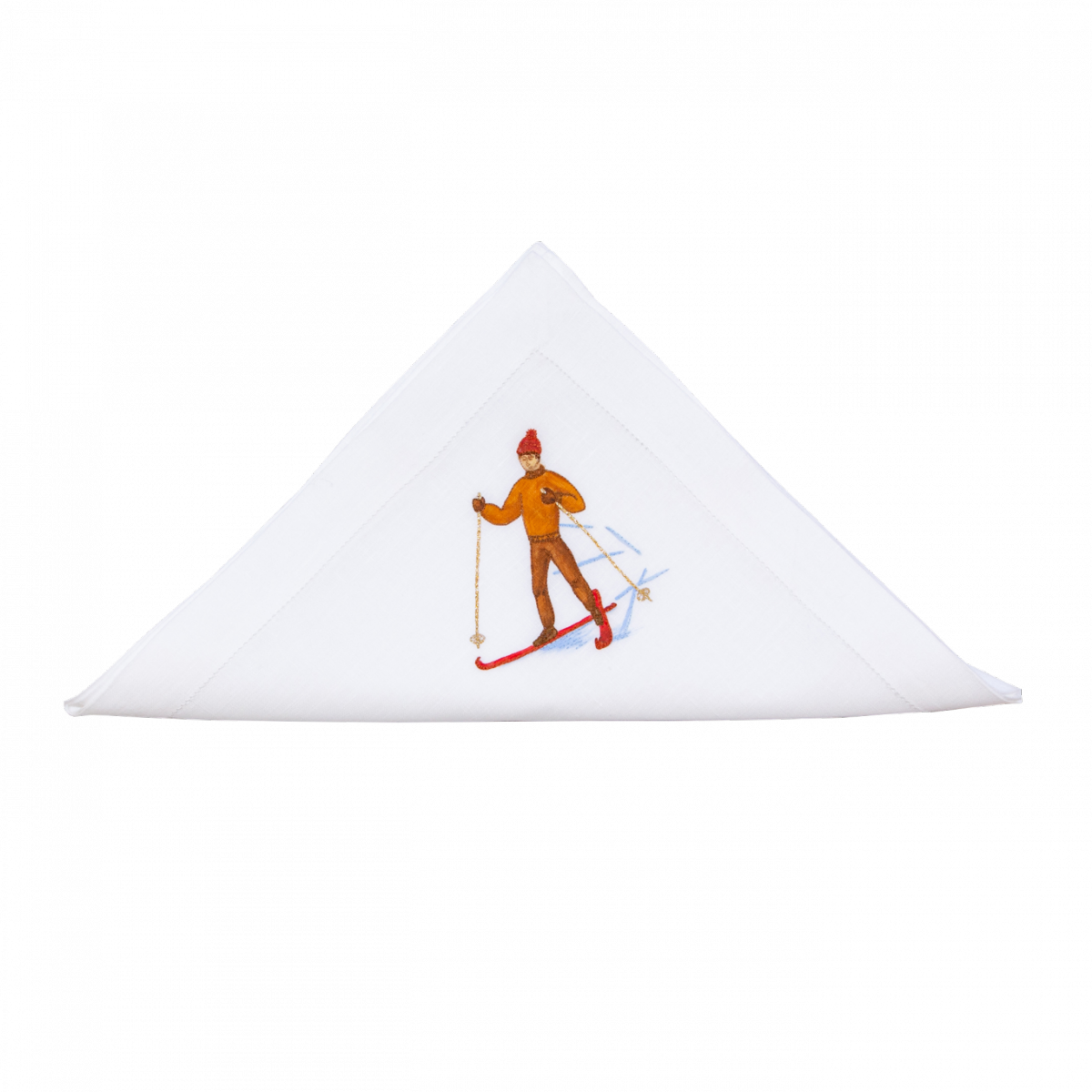Napkin Skieur Argenté Rouge debout