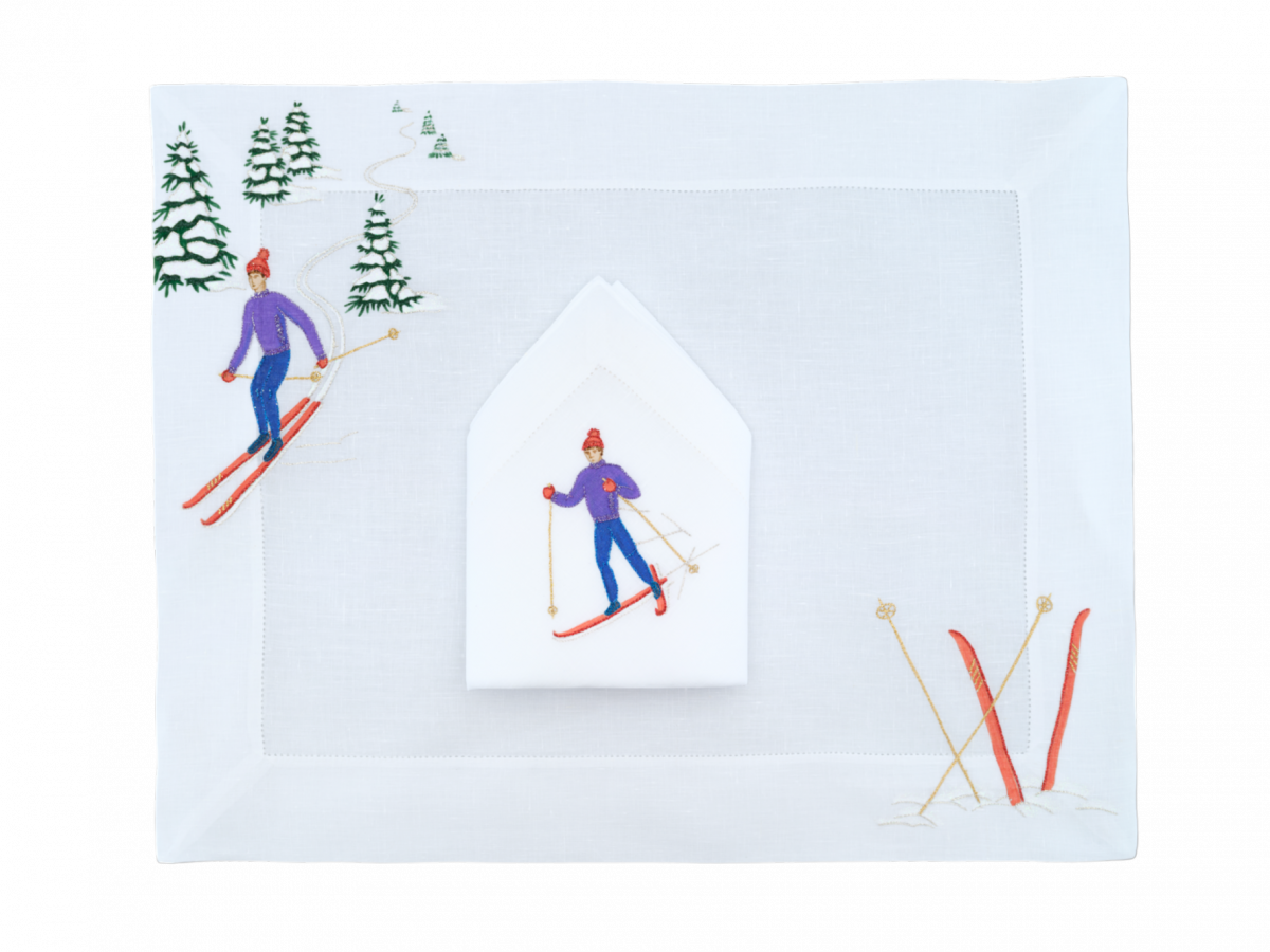 Placemat Skieur Argenté Violet