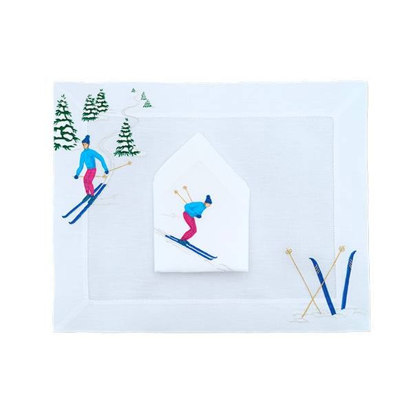 Placemat Skieur Argenté Bleu