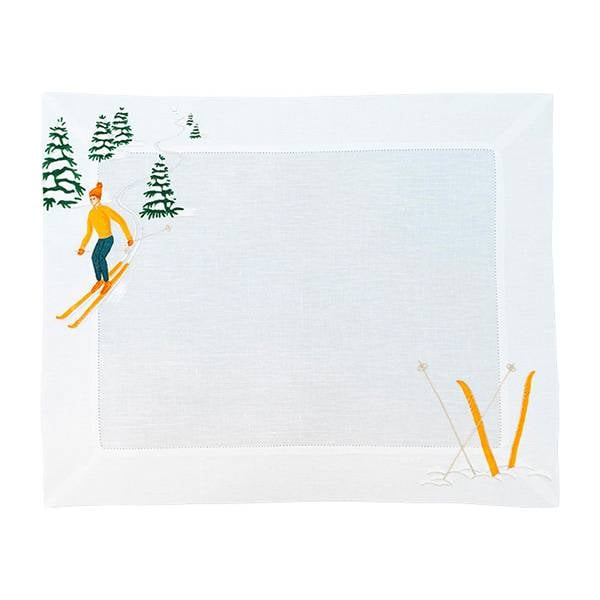 Placemat Skieur Argenté Jaune