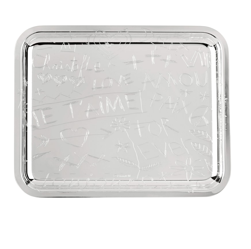 Graffiti Silver-Plated Rectangular Tray