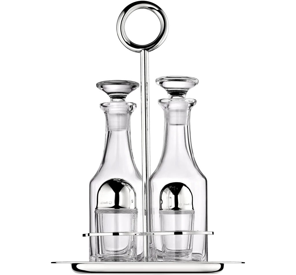 Vertigo Silver-Plated Oil and Vinegar Cruet Set with Stand