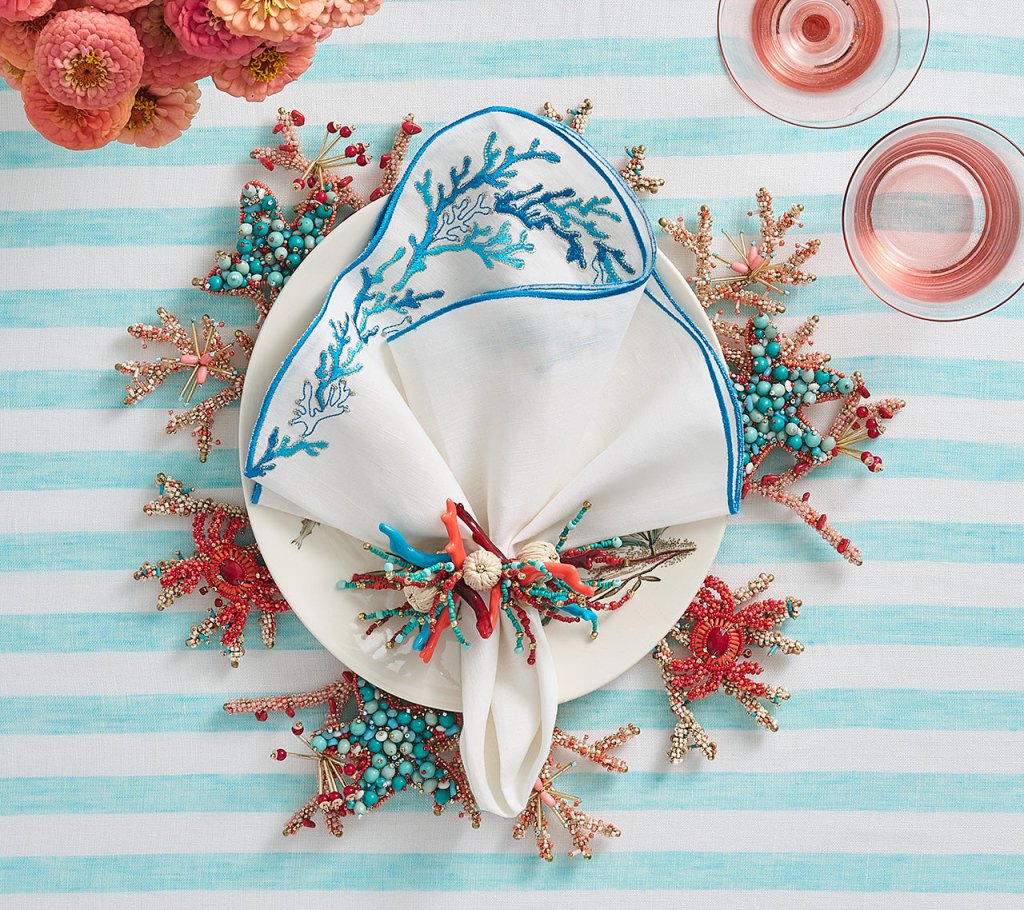 Coral Spray Napkin Ring Sabrina Monte Carlo