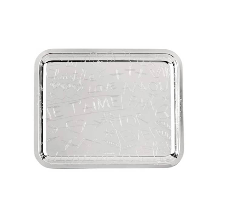 Graffiti Silver-Plated Rectangular Tray