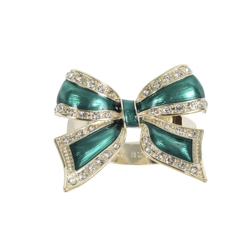 Enamel Bow Skinny Napkin Ring Green - Set Of 4
