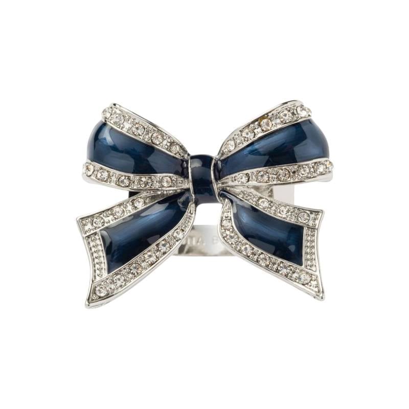 Enamel Bow Skinny Napkin Navy Red - Set Of  4
