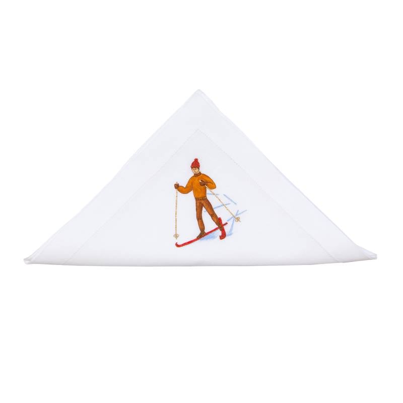 Napkin Skieur Argenté Rouge debout