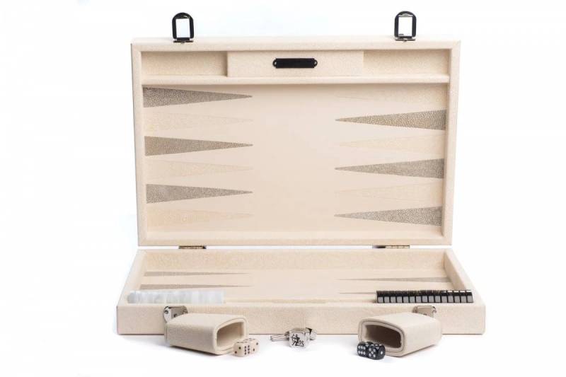 Backgammon Beige Galuchat Large Size