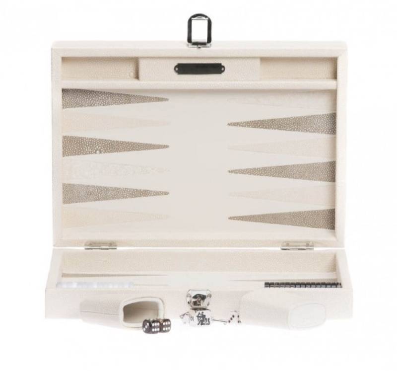 Backgammon Galuchat Gabin Beige Medium Size
