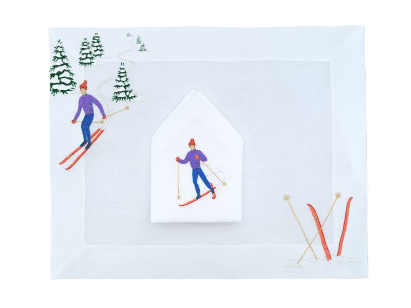 Placemat Skieur Argenté Violet