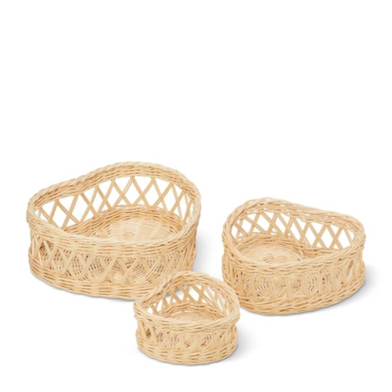 Wicker Heart Basket, Set of 3