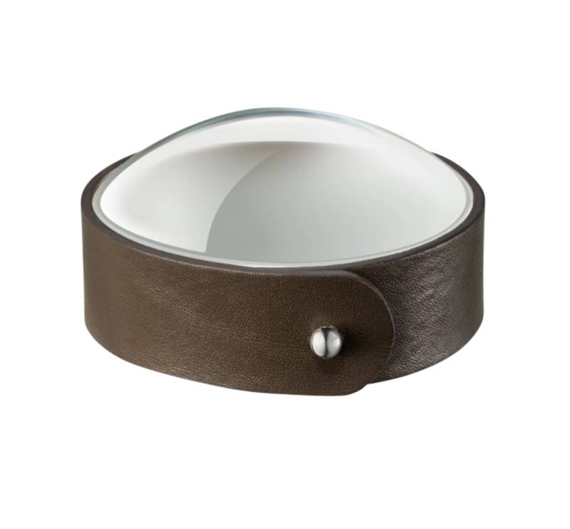 Glass Paperweight with Bronze Leather Girdle