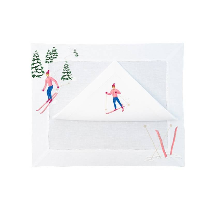 Placemat Skieur Argenté Rose