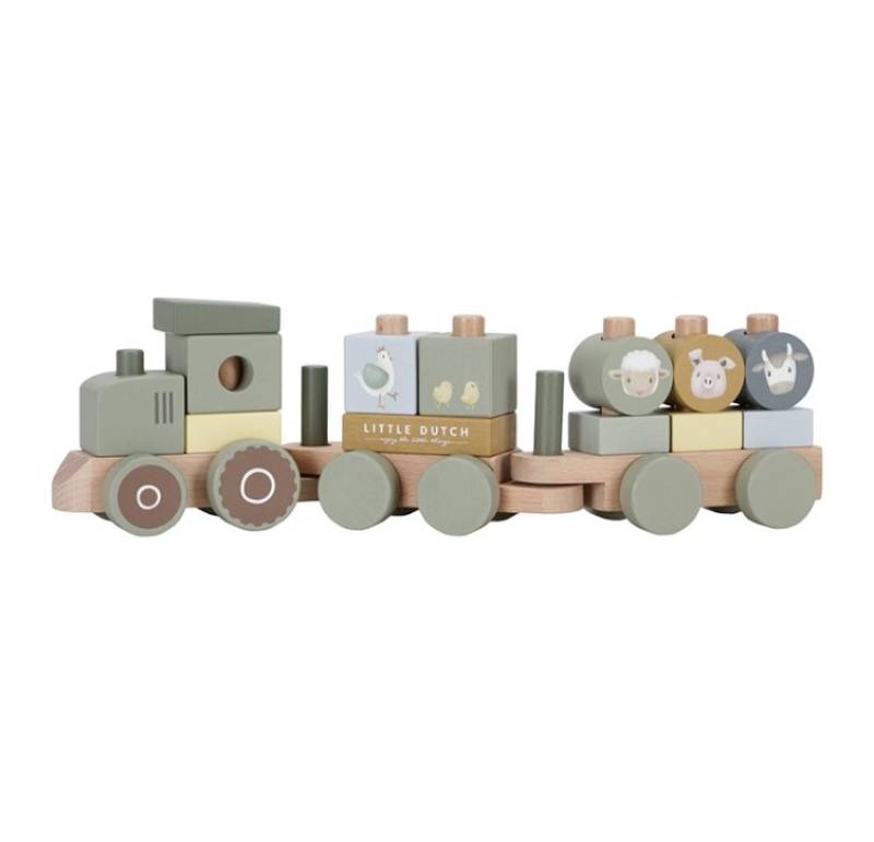 Train à blocs en bois, tracteur - Little Farm