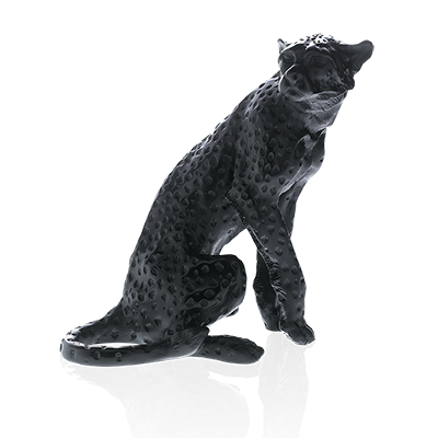 Sitting Guepard Sculpture Black by Jean-François Leroy 1000 ex