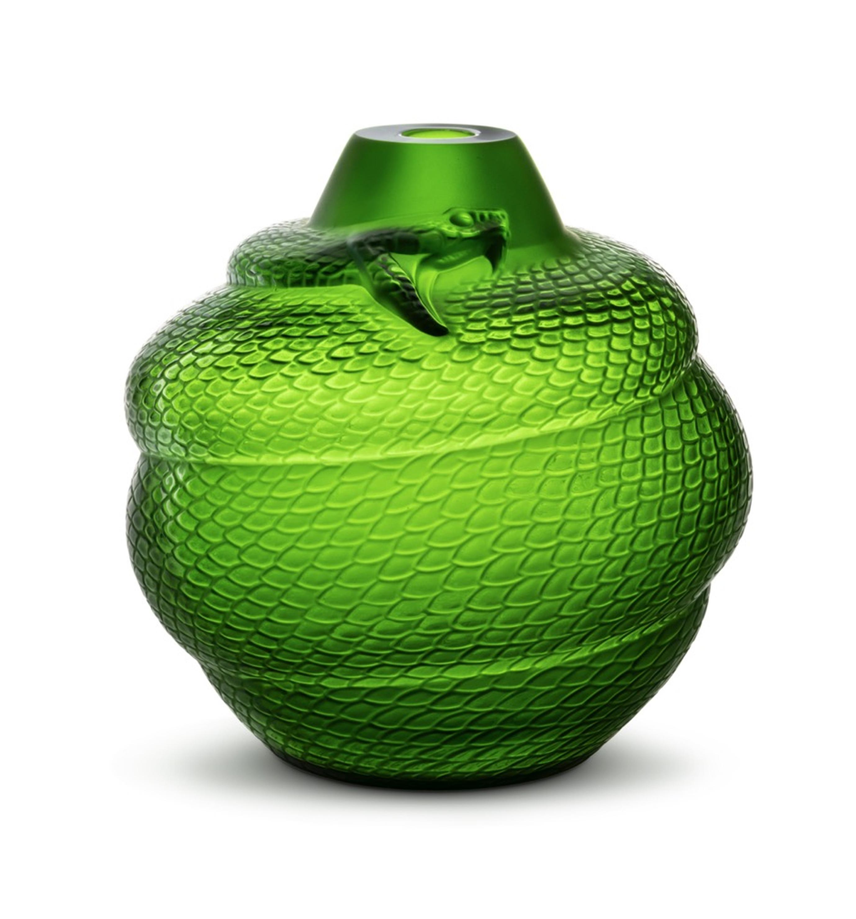 Vase Serpent Cristal Vert Amazone