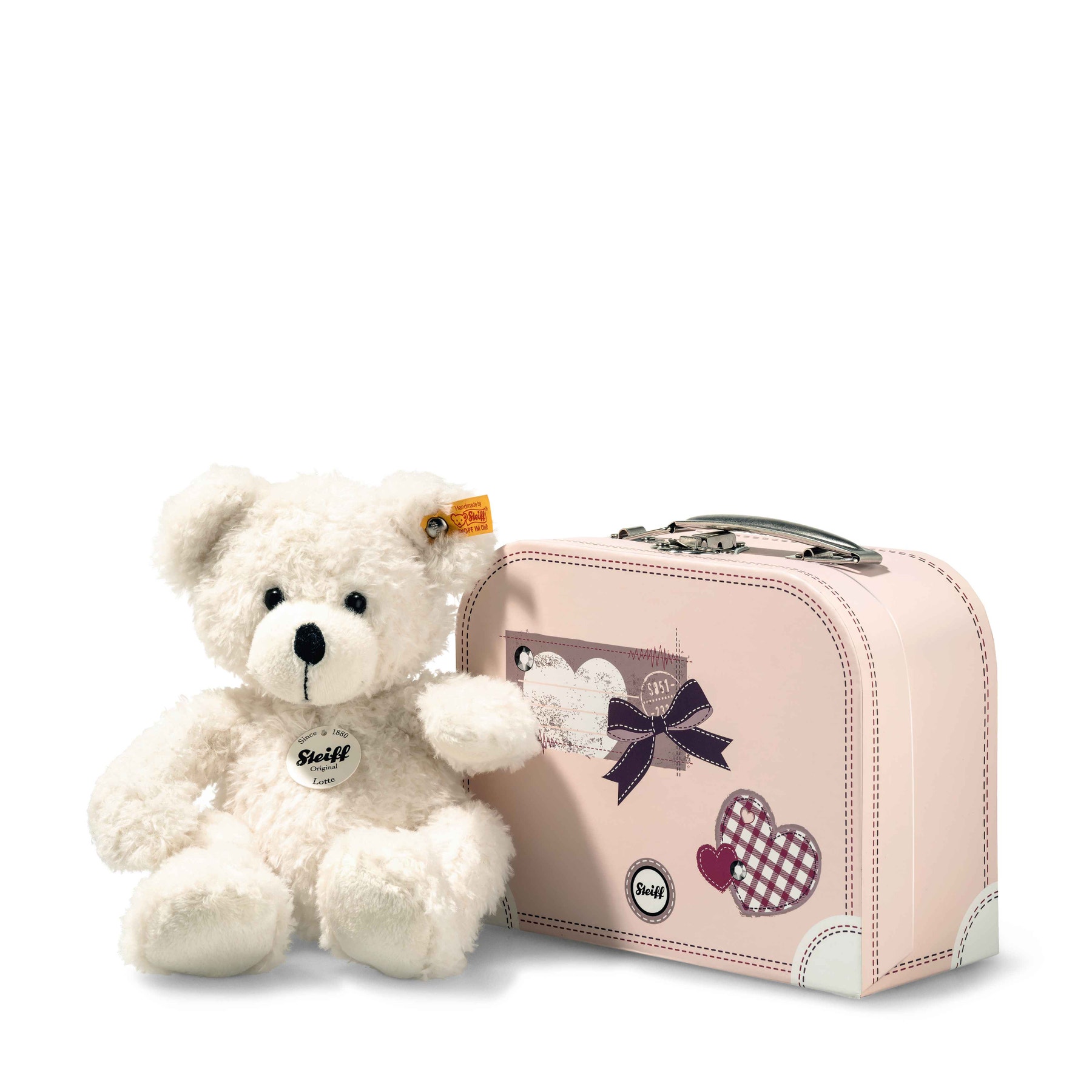 Ours Teddy Lotte dans sa valise, blanc