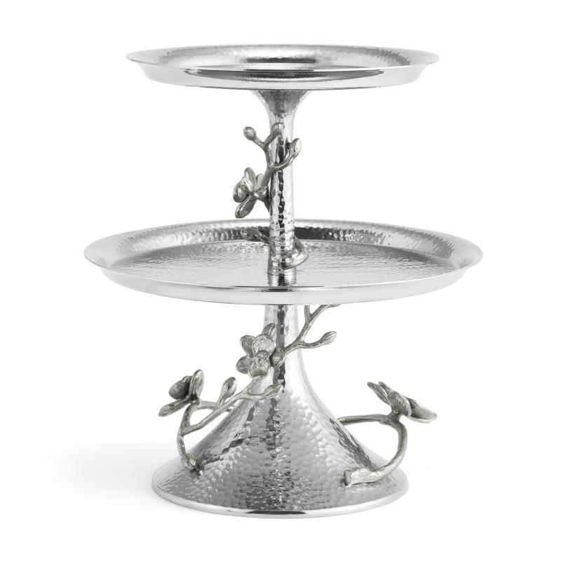 WHITE ORCHID 2-TIER ETAGERE