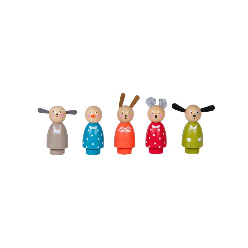 Set de 5 personnages en bois