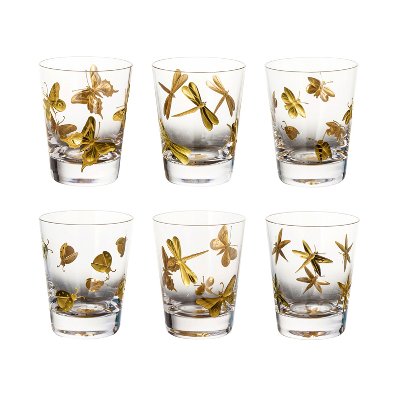 Single Old Fashioned Bug Set 175ml Gilded Clear - Set of 6