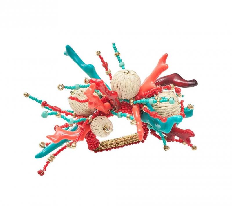 Coral Spray Napkin Ring Set of 4